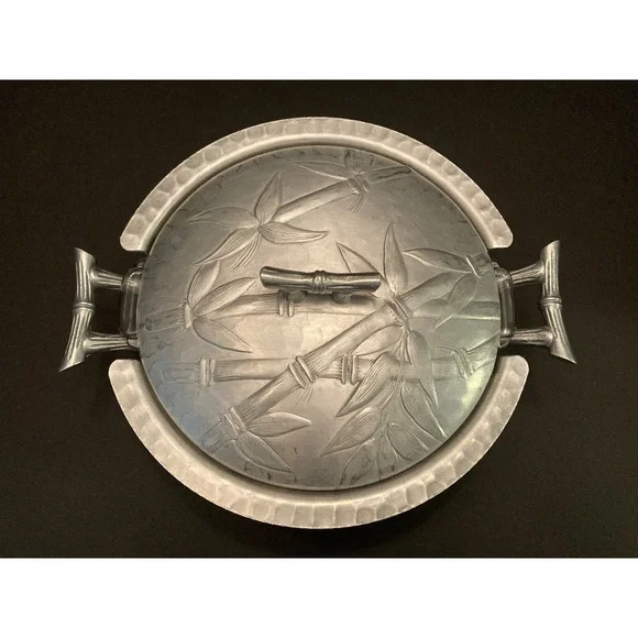 Vintage Everlast Aluminum "Bali Bamboo" 1948-1959 Casserole w/ Pyrex Insert MCM - Picture 3 of 15